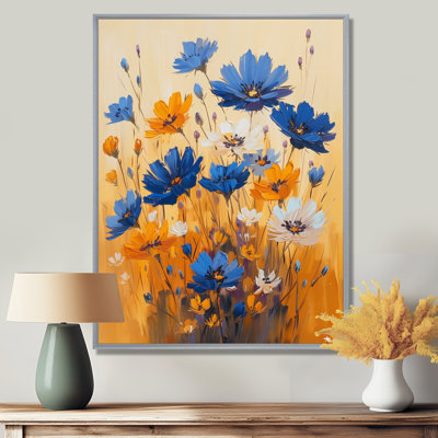 «Yellow Blue Radiant Bloom Cornflowers In Farm IV», impression d'art mural