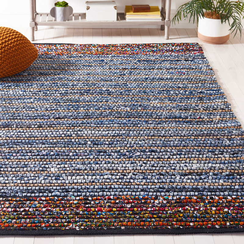 Tapis rayé en jute de coton 0,9 Owlswick, Rectangle 5 pi x 8 pi