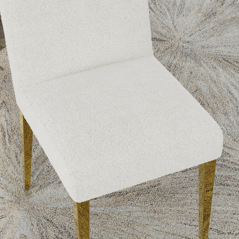 Ensemble de table de salle à manger 72 pouces avec chaises blanches Boucle, 5, Or
