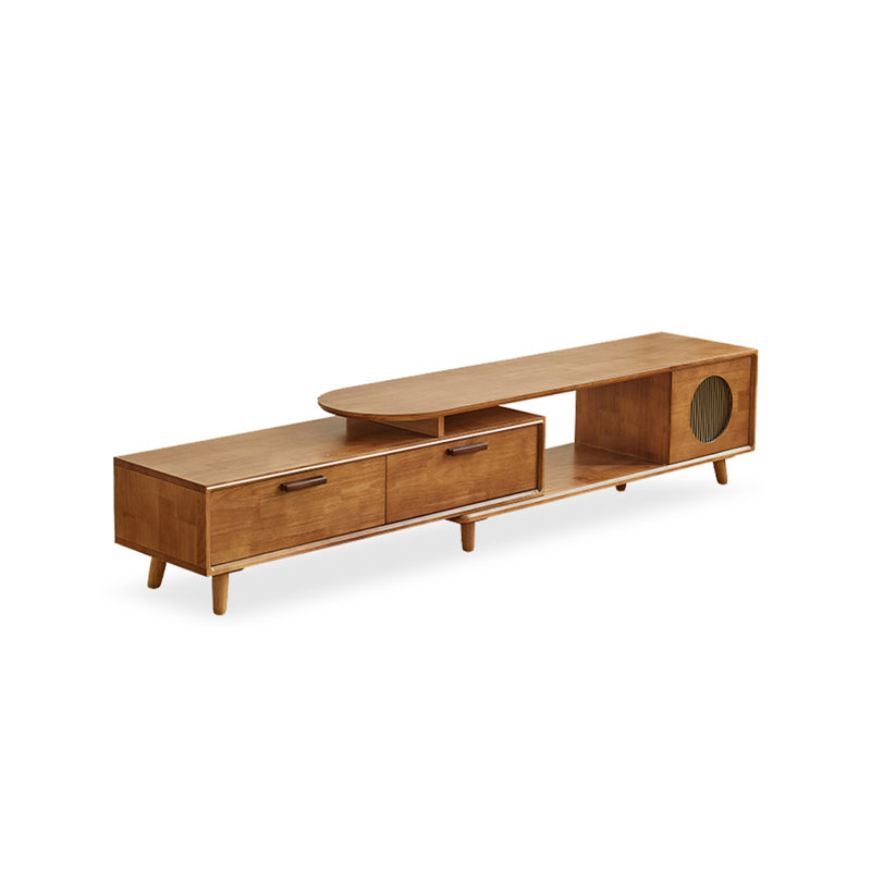 Meuble télé minimaliste avec rangement en bois massif et tiroir