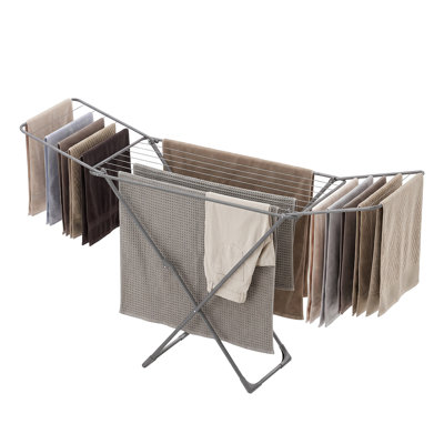 Laundry Drying Rack, Foldable Clothes Horse With Gullwing Arms, Indoor Outdoor Use
