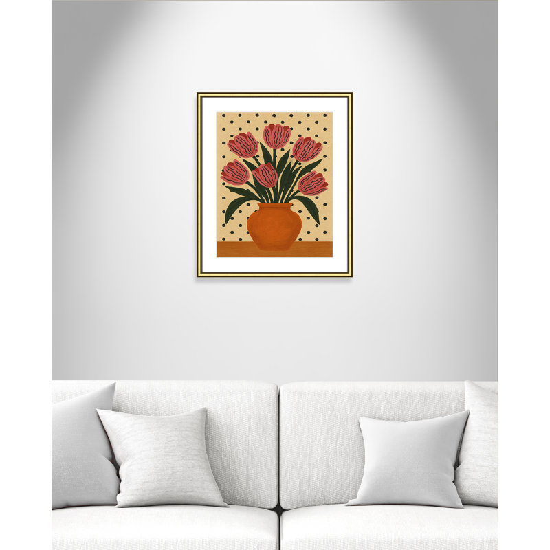 Imprimé de fleurs en pot par Barsrsind, L 22,75 po x H 26,75 po, Imprimé mat, Or classique