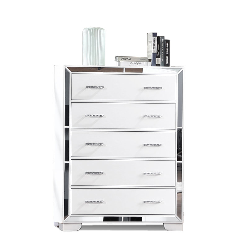 Commode 5 tiroirs Silloth, Blanc