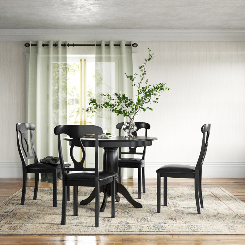 Duquette 4 - Person Pedestal Dining Set, Black