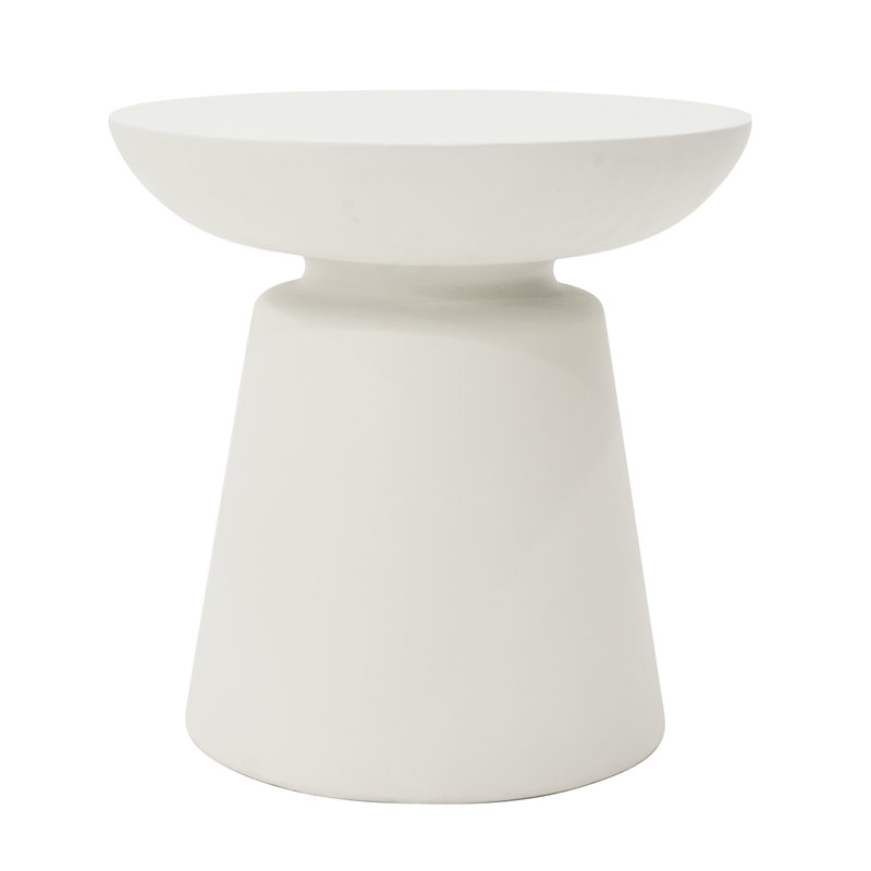 KYLIX Concrete Side Table Round 50.8 x 50.8 x 50.8 cm, Cream White