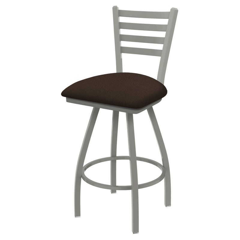 Tabouret de bar pivotant de 36" Evers, Nickel anodisé, Vinyle - café règne, Extra Tall (36” Seat Height)