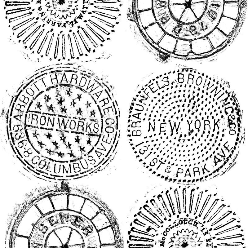 NYC Manhole, Non-Woven, Black/White