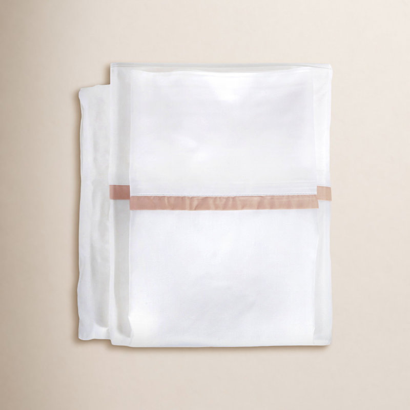 Langston Bamboo Machine Woven Sheet Set, Queen, White/Pink