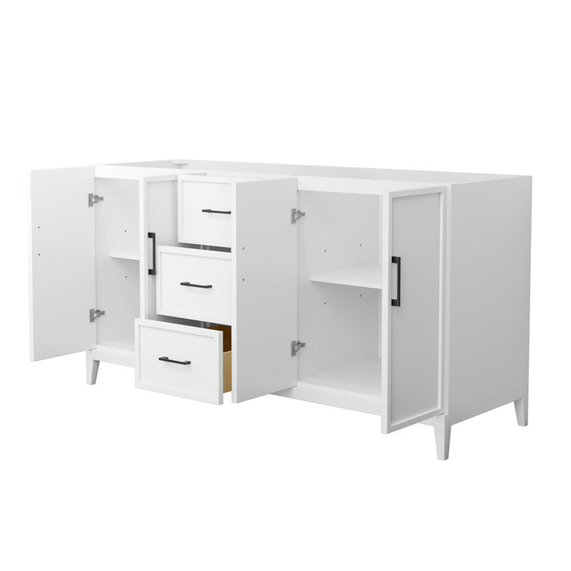 Elan 65'' W Double Bathroom Vanity Base, White/Matte Black