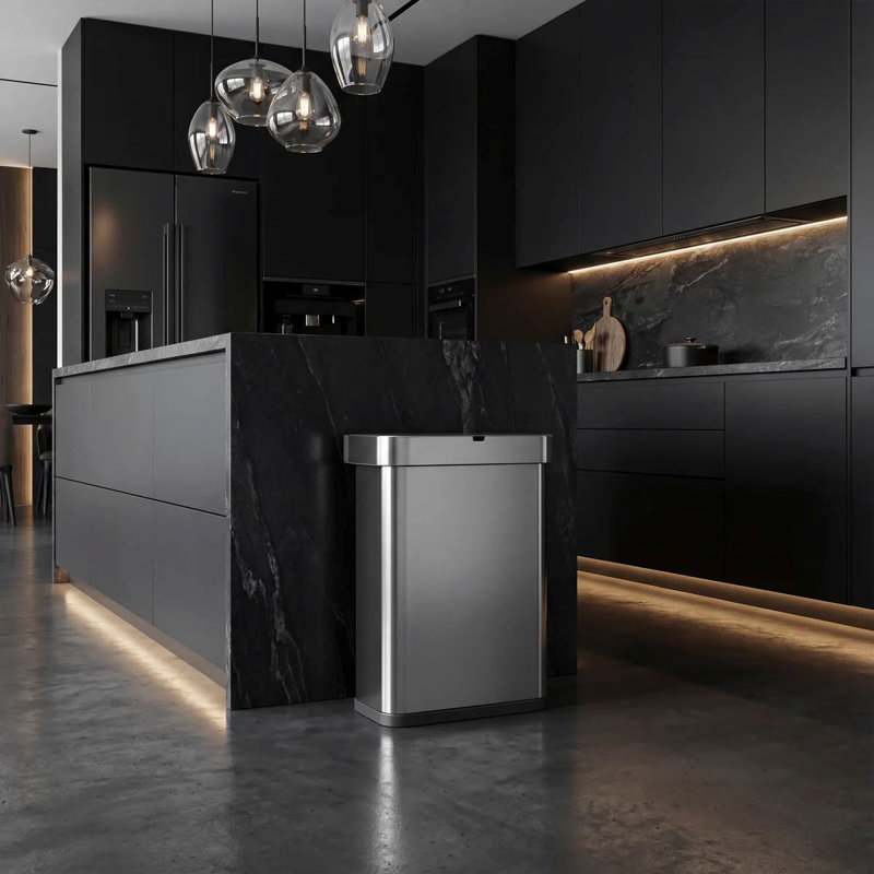 simplehuman 58L rectangular sensor can with voice and motion control, brushed stainless steel