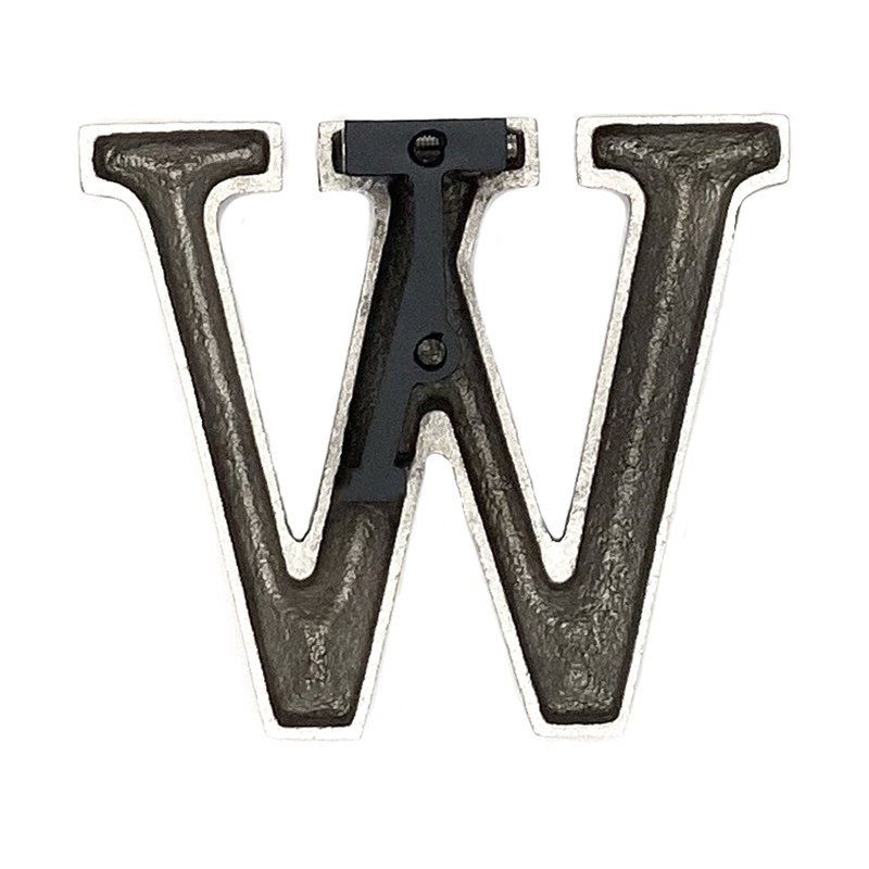 Heurtoir de porte lettre monogramme, Nickel, W