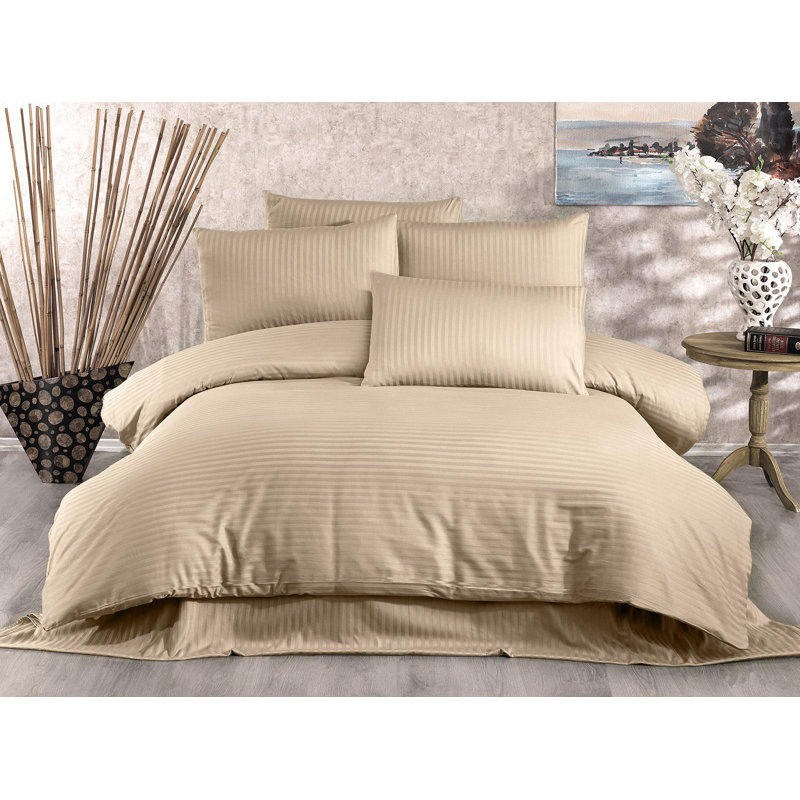 Ensemble de housse de couette double Cappuccino (3 pièces), housse de couette 79 x 79 et taies d'oreiller 31 x 31, 80% coton / 20% polyester, contexture 229, lavable à la machine | Literie douce et élégante pour les chambres confortables