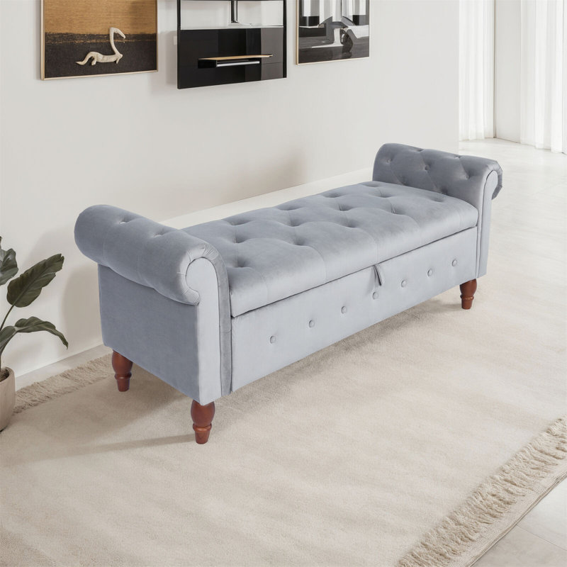 Aabidammar Velvet Upholstered Storage Bench