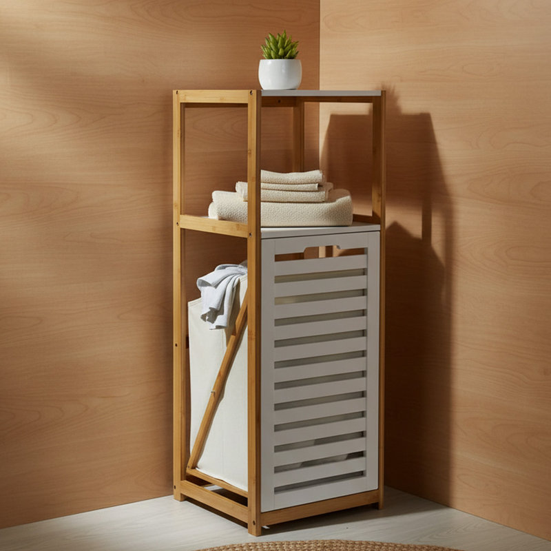 Panier à linge en bambou Dec tablette avec tablette - Rangement pour salle de bain