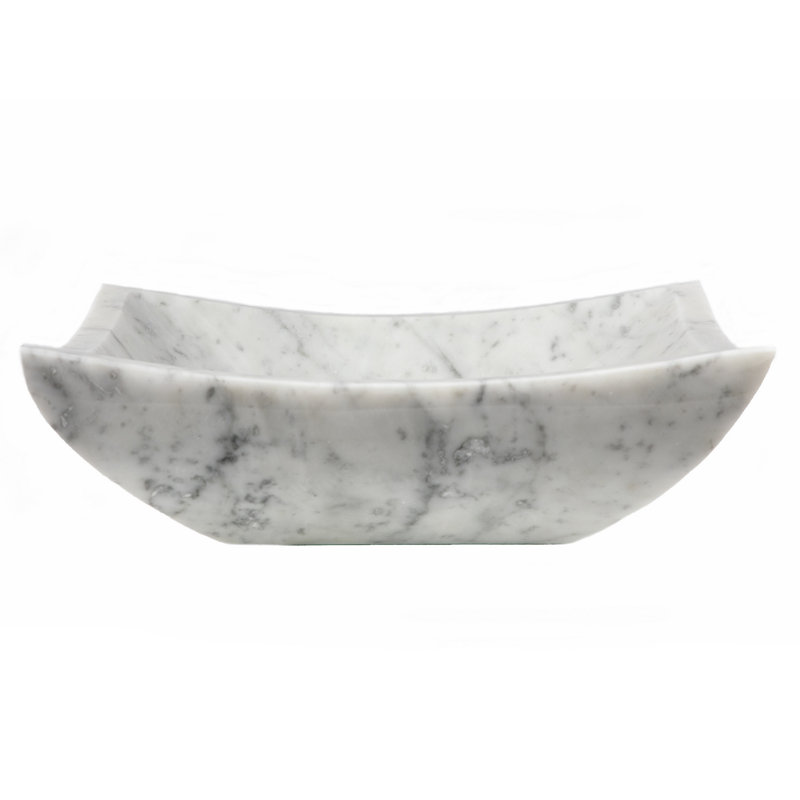 Eden Bath 15.5'' Stone Square Bathroom Sink, Polished White