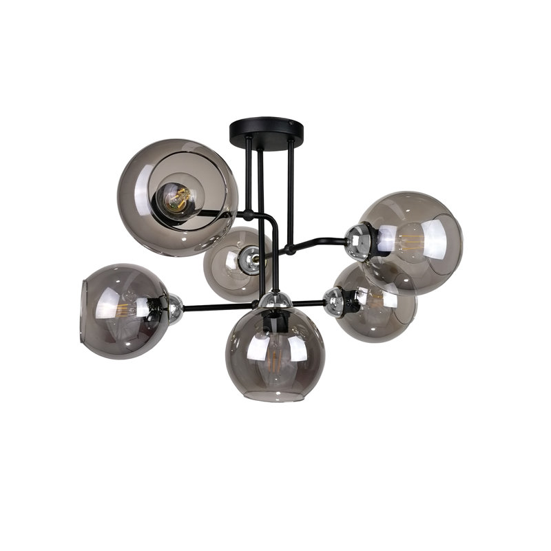 Chillicothe Glass Semi Flush Mount, Black/Silver
