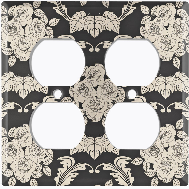Plaque murale noire à 2 bandes Damask Rose, Gris