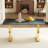 Modern Rectangular Table With 0.4 Inch Black Patterned Tabletop And Gold Legs