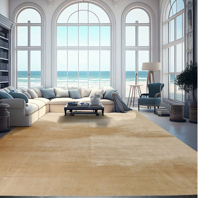 Tapis contemporain tibétain en soie noué à la main multicolore