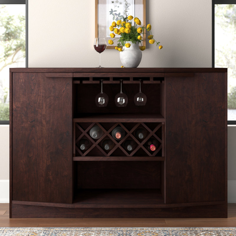 Bar avec rangement pour le vin Lipman, Noyer rétro