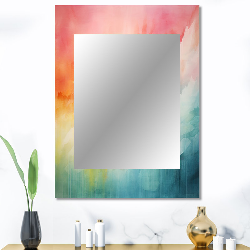 Watercolor Northern Lights I - Northern Lights Decorative Mirror, Traditional Wall Mirror, Printed Metal Art, 40" x 30"