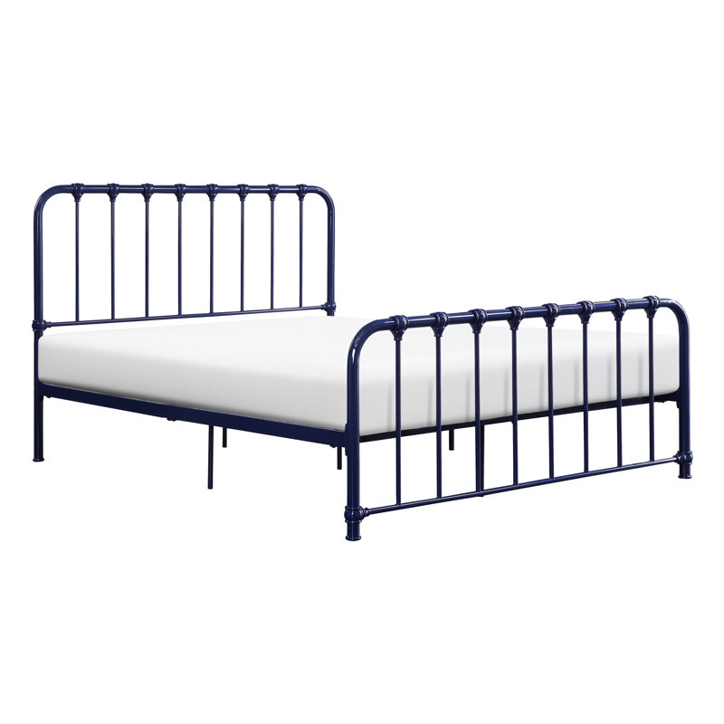 Lit plateforme double en métal bleu pour une atmosphère de rêve de taille paisible, Lit double, Blue