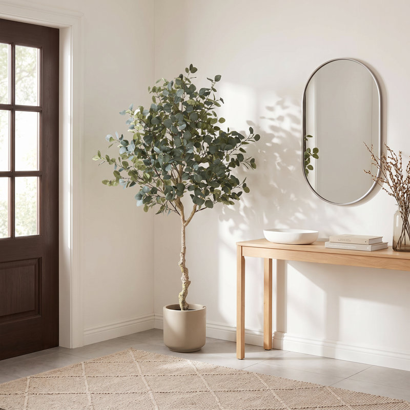 Arbre d'eucalyptus de 6 pi en pot noir, plantes d'eucalyptus artificiels pour la maison et le bureau , 72" H x 33" W