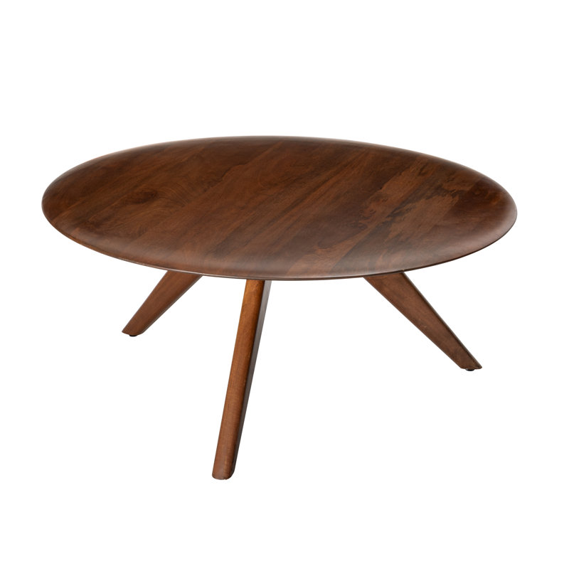 Nicosia Solid Wood Three Leg Coffee Table, Walnut