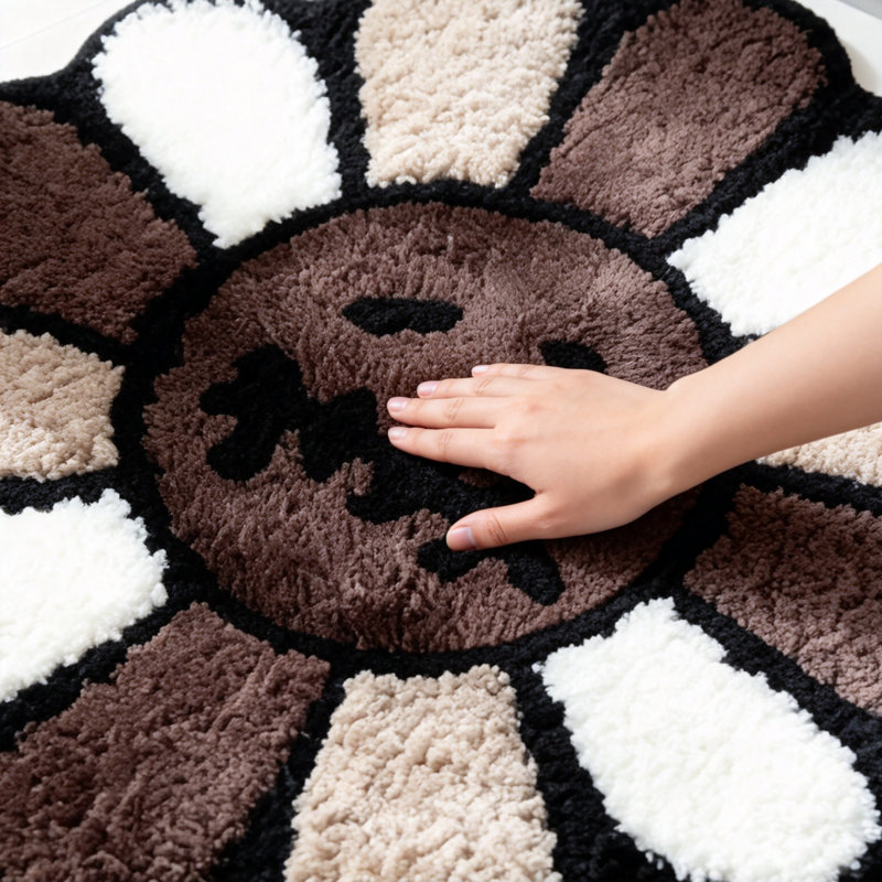 Tapis Trippy Happy Face, tapis de bain absorbant l'eau antidérapant à séchage rapide, Brun / Blanc