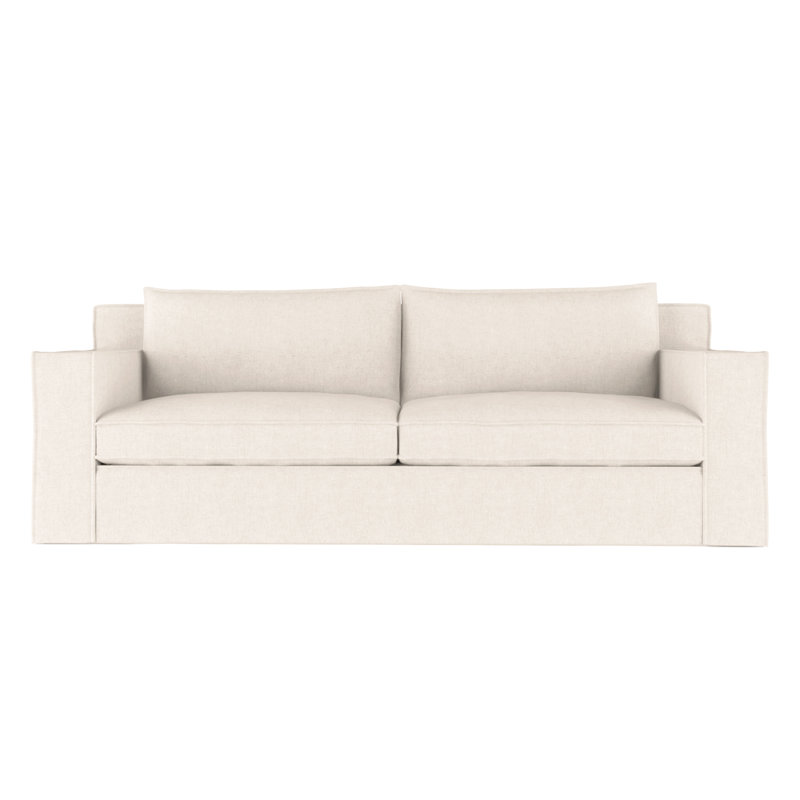 Mulberry Square Track-Arm Extra Long Sofa with Flange Seam, Plush Velvet Alabaster, 33" H x 120" W x 45" D, Ebony