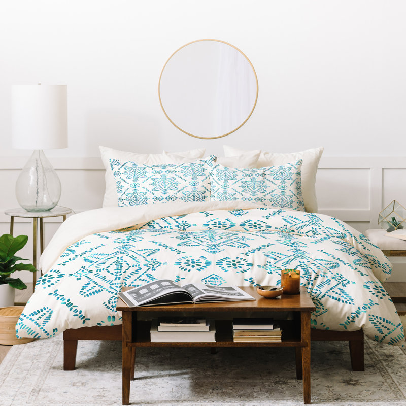 Ensemble de housse de couette Schatzi, Housse de couette simple / simple TG et 1 taie dé, Aigue-marine
