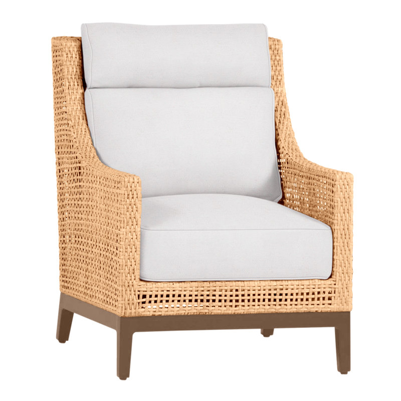 Peninsula Woven Lounge Chair, No welt + Standard fill, Linen Snow, Light Raffia/Natural Sandalwood
