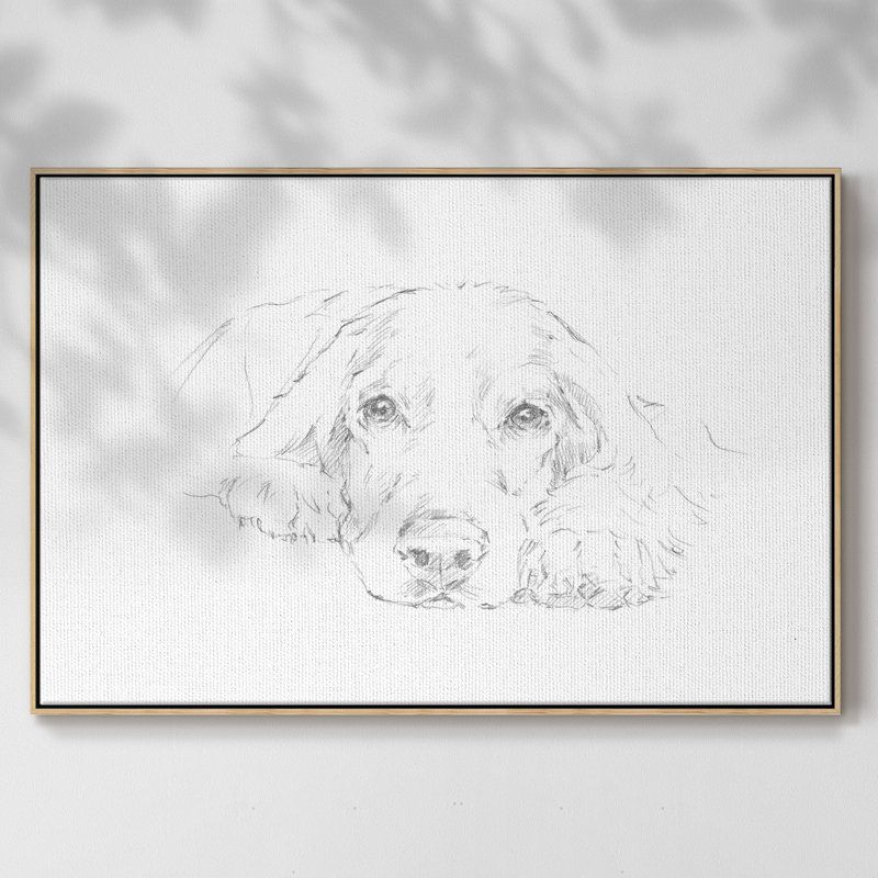 Lazy Dog II, H 17 po x l 25 po x P 2 po, Toile avec cadre en bois naturel, Pas de tapis