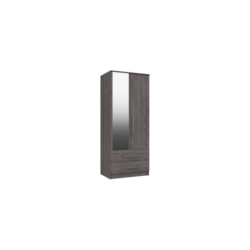 Bushnell 2 Door Manufactured Wood Wardrobe, Dark Grey