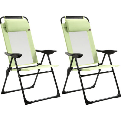 Folding Chairs, 2 , . Outdoor Patio Chair With Adjustable Back And Removable . Comfortable Breathable Seat. For Garden, Backyard, Lawn. Space Lightweight. 264 Lbs. Capacity. 24.5" W X 27.5" D 43" H