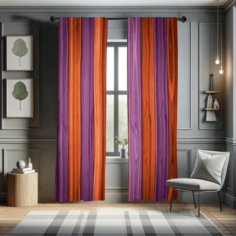East Urban Home Rustic Curtains, Cottage Cabin Life Print Art, Pair of 28", Burnt Sienna, 28" W x 84" L
