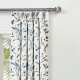 Promenade Embroidered Curtain Panel In Blue