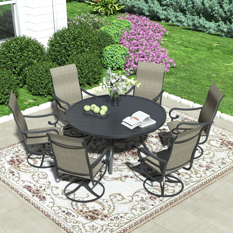 Patio Dining Set, Black/Black