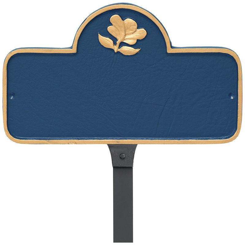 Enseigne d’adresse pour pelouse sur 1 ligne, Bleu de mer / doré, Oui