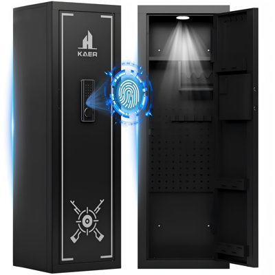 Kaer 10-12 Gun Fingerprint Safe for Rifles and Shotguns with Adjustable Storage | Biometric Rifle Cabinet for Home