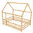 Floor Wooden Bed With House Roof Frame, Fence Guardrails-1345947242-1345947247
