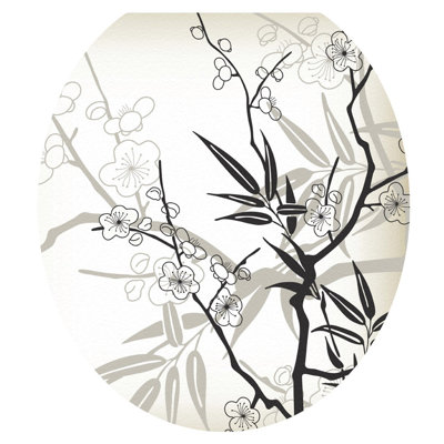 Zen Cherry Blossoms Toilet Seat Decal – Toilet Tattoos Static Cling Vinyl Lid Cover Fits Round & Elongated Seats