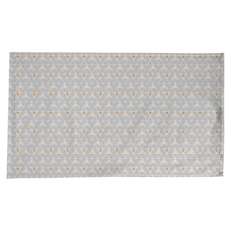 Nappe géométrique en coton - Triangles dessinés à la main, collection Jordao, lavable à la machine, Gris / Orange