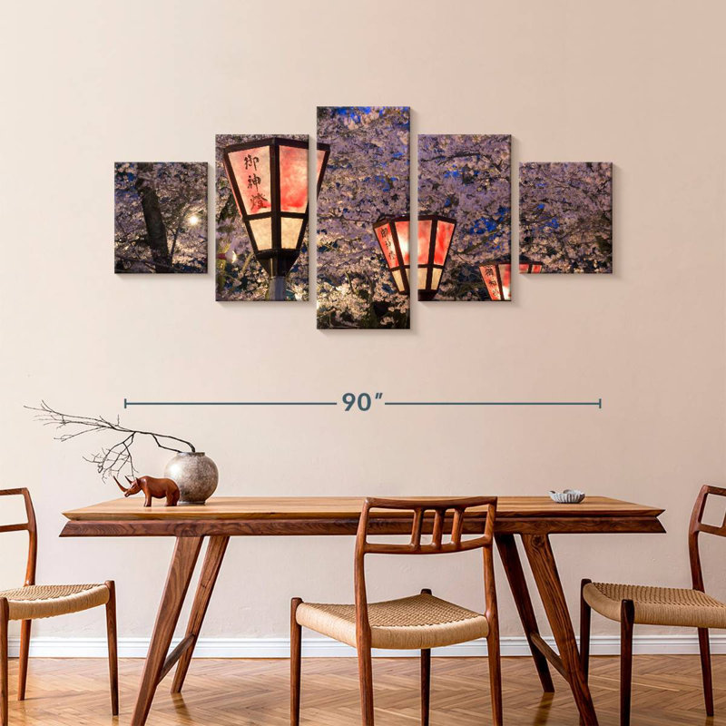 Sakura Lanterns, 42" H x 92" W