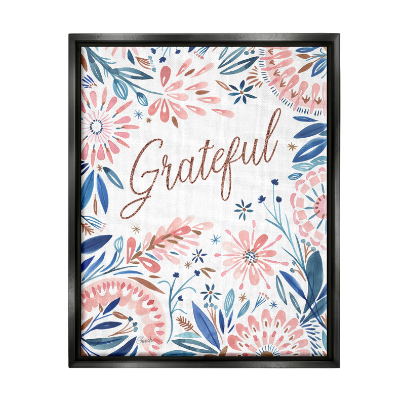 «Grateful Pink Floral Blossoms Floater», art mural sur toile par Cherish Flieder, H 31 po x l 25 po x P 1,7 po