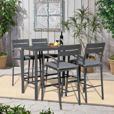 47.2" Patio Rectangular 4 - Person Aluminum Bar Set