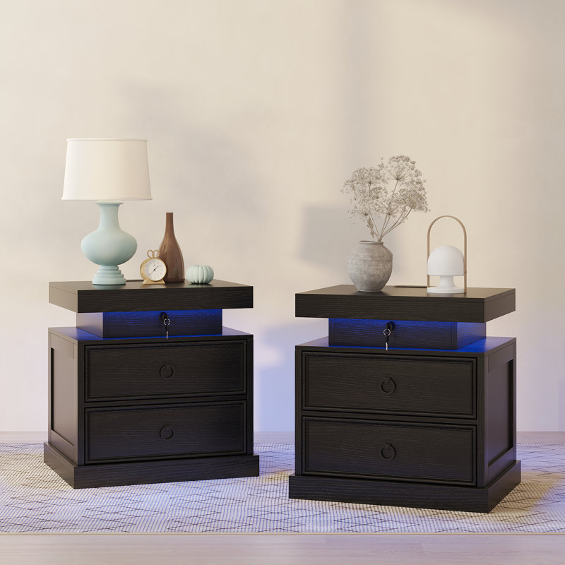 49.8cm W Bedside Table, Black