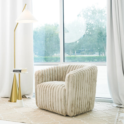 Mikado 34" Wide Velvet Upholstered Swivel Barrel Chair