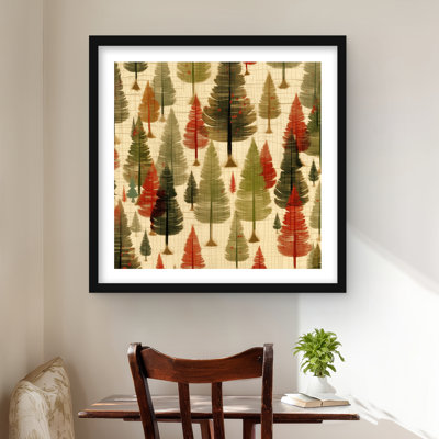 Motif de sapins - reproduction encadrée pour la décoration intérieure