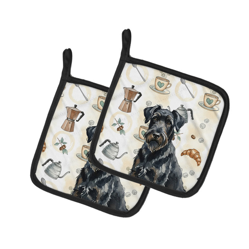 Paire de cafetières noires Terrier russe